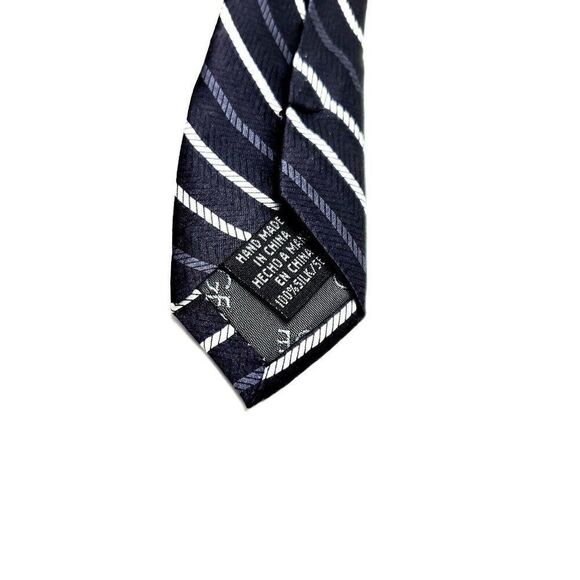 George Silk Tie Black Striped Wide - Picture 4 of 6